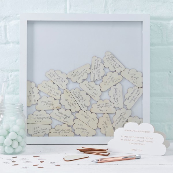 Picture of Cloud Drop Top Frame Guest Book - Hello World