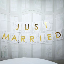 Picture of Just Married Bunting - Large - Scripted Marble