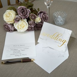 Picture of Day Invitations+Envelopes - Scripted Marble