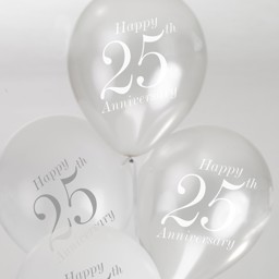 Picture of 25th Wedding Anniversary Balloons - White/Silver