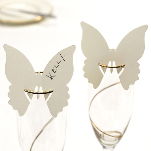 Picture of Solid Butterfly Place Cards for Glass in White (special offer)