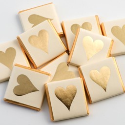 Picture of Gold & Ivory Heart Chocolate Squares