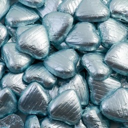 Picture of Light Blue Foiled Chocolate Hearts