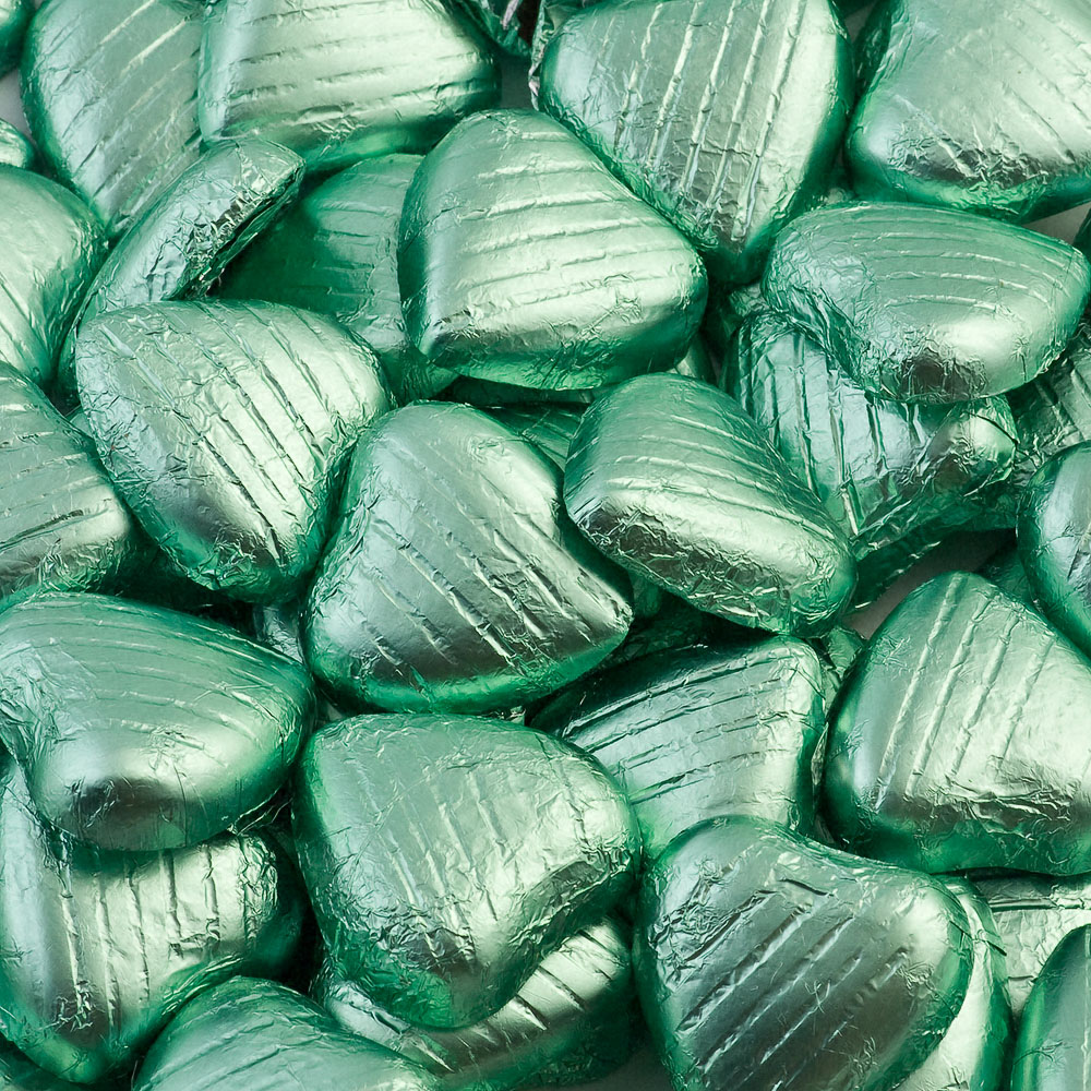 Picture of Fern Green Foiled Chocolate Hearts
