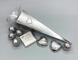 Picture of Ready Filled Silver Silk Cone Favour