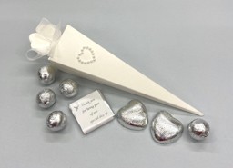 Picture of Ready Filled Bridal White Silk Cone Favour