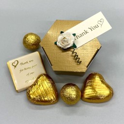 Picture of Ready Filled Gold Silk Hexagonal Favour