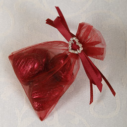 Picture of Ready Made Organza and Diamante Pouch in Burgundy