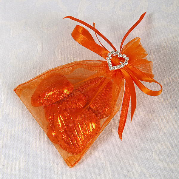 Picture of Ready Made Organza and Diamante Pouch in Orange
