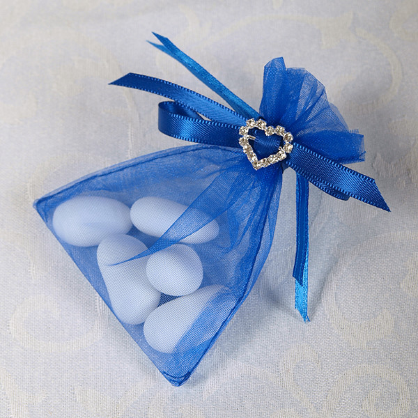 Picture of Ready Made Organza and Diamante Pouch in Royal Blue