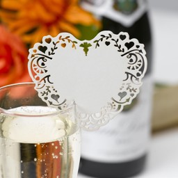 Picture of Vintage Romance - Place Card for Glass - Ivory