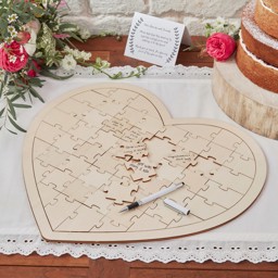 Show details for Wooden Heart Jigsaw Alternative Guest Book Picture of Wooden Heart Jigsaw Alternative Guest Book