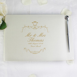 Show details for Gold Ornate Swirl Guest Book & Pen Picture of Gold Ornate Swirl Guest Book & Pen