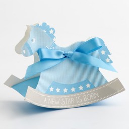 Show details for A New Star Rocking Horse Favour Box Blue Picture of A New Star Rocking Horse Favour Box Blue