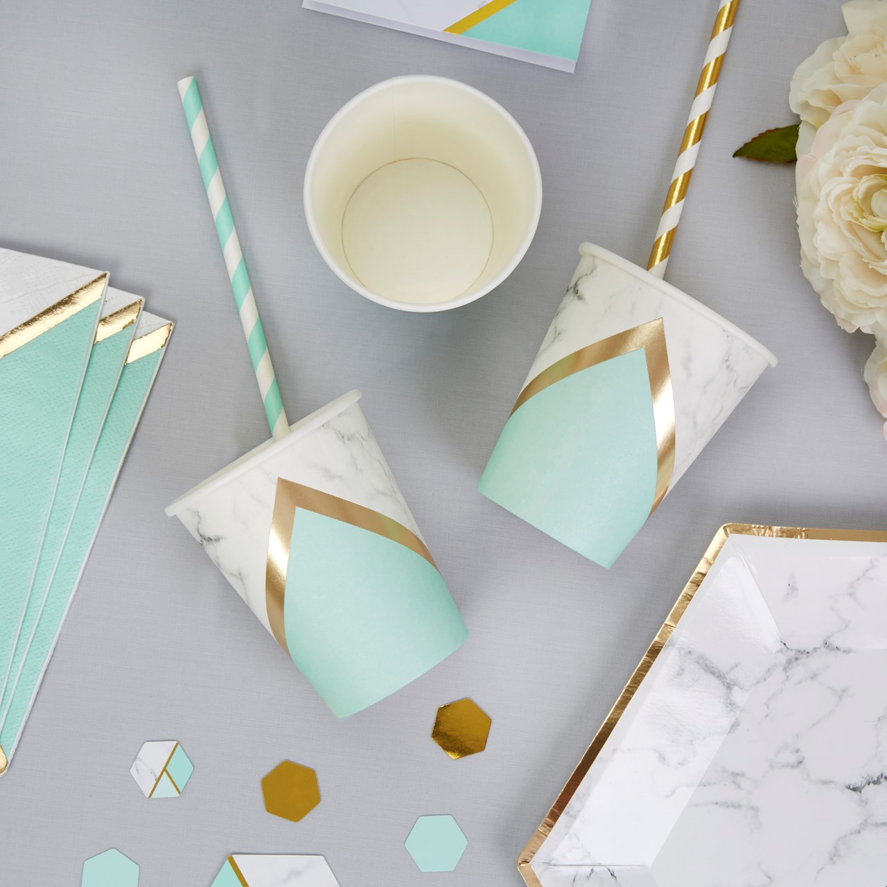 Picture of Paper Cup - Colour Block Marble - Mint