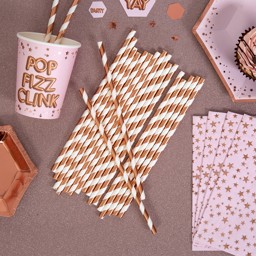 Show details for Paper Straws - Rose Gold Foil Stripes Picture of Paper Straws - Rose Gold Foil Stripes