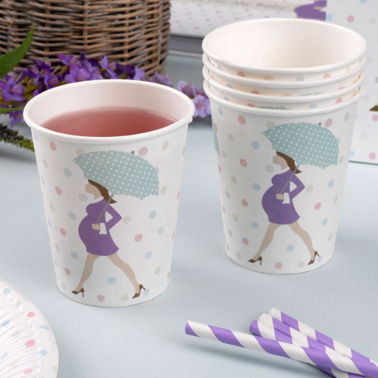 Picture of Paper Straws Stripes - Purple