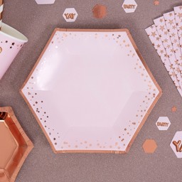 Show details for Medium Paper Plates - Pink & Rose Gold - Glitz & Glamour Picture of Medium Paper Plates - Pink & Rose Gold - Glitz & Glamour