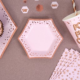 Show details for Small Paper Plates - Pink & Rose Gold - Glitz & Glamour Picture of Small Paper Plates - Pink & Rose Gold - Glitz & Glamour