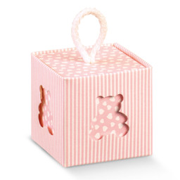 Picture of DIY Pinstripe Pink Teddy Cube Box