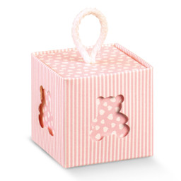 Show details for DIY Pinstripe Pink Teddy Cube Box Picture of DIY Pinstripe Pink Teddy Cube Box