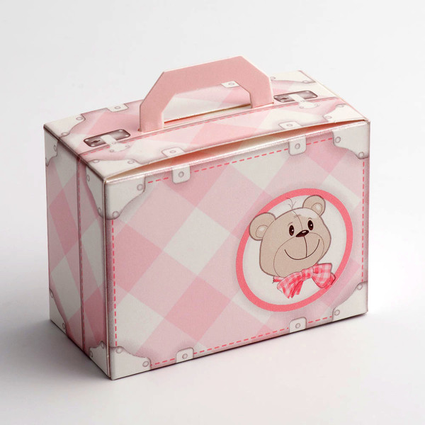 Picture of DIY Teddy Bear Suitcase Favour Box Pink