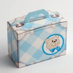 Picture of DIY Teddy Bear Suitcase Favour Box Blue