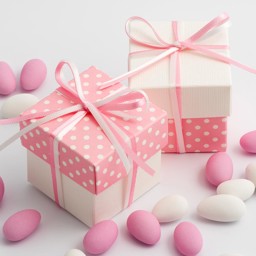Show details for DIY Two Tone Boxes in Pink Polka Dot & White Silk Picture of DIY Two Tone Boxes in Pink Polka Dot & White Silk