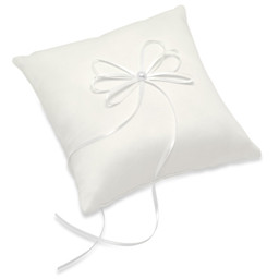 Show details for Ivory Satin Square With Ribbon Ring Cushion Picture of Ivory Satin Square With Ribbon Ring Cushion
