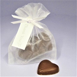 Picture of Chocolate Hearts Message White Voile Bag