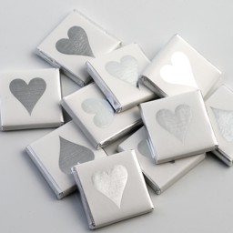 Picture of Silver & White Heart Chocolate Squares