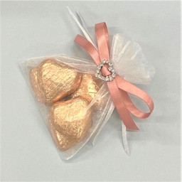 Picture of Ready Made Organza and Diamante Pouch in Rose Gold