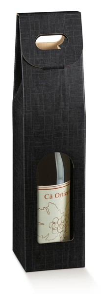 Picture of Black Silk Wine Bottle Box with Window