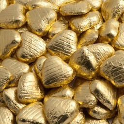 Show details for Gold Foiled Chocolate Hearts Picture of Gold Foiled Chocolate Hearts