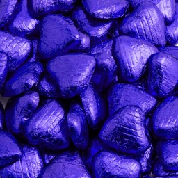 Show details for Midnight Blue Foiled Chocolate Hearts Picture of Midnight Blue Foiled Chocolate Hearts