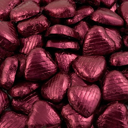 Picture of Burgundy Foiled Chocolate Hearts
