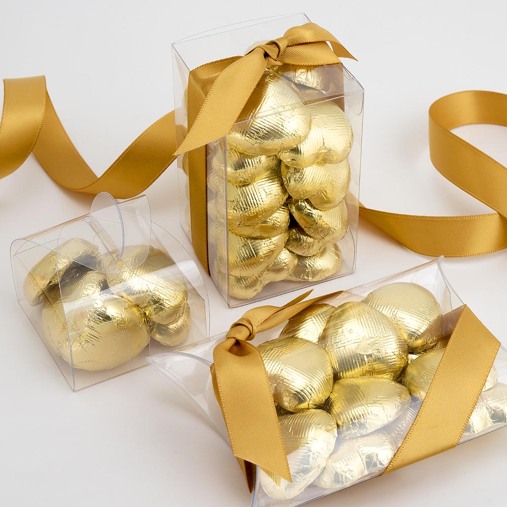 Gold DS Foil Milk Chocolate Hearts UK Wedding Favours