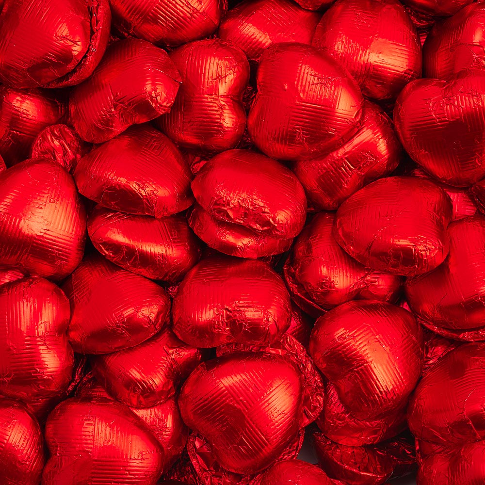Picture of Red DS Foil Milk Chocolate Hearts