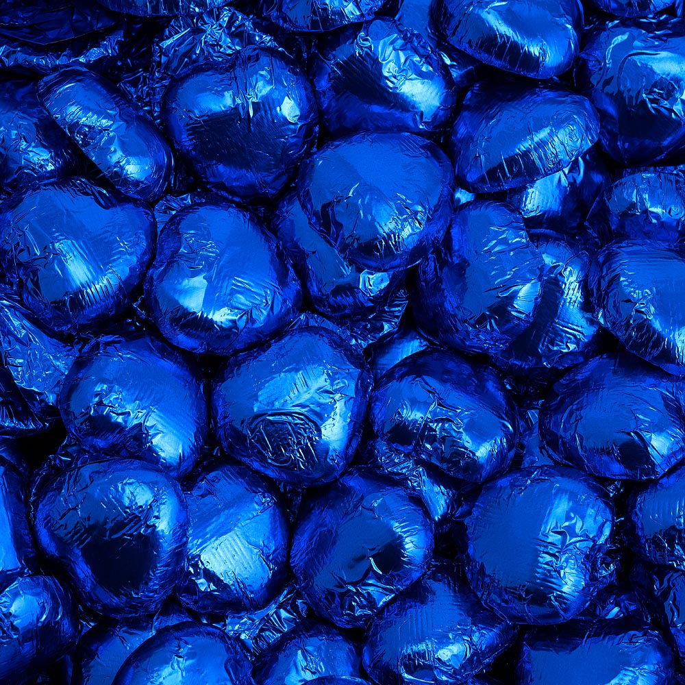 Picture of Royal Blue DS Foil Milk Chocolate Hearts