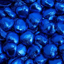 Show details for Royal Blue DS Foil Milk Chocolate Hearts Picture of Royal Blue DS Foil Milk Chocolate Hearts