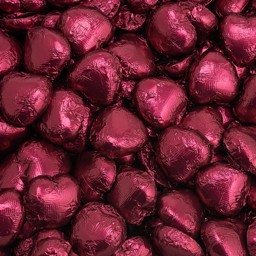 Show details for Burgundy DS Foil Milk Chocolate Hearts Picture of Burgundy DS Foil Milk Chocolate Hearts