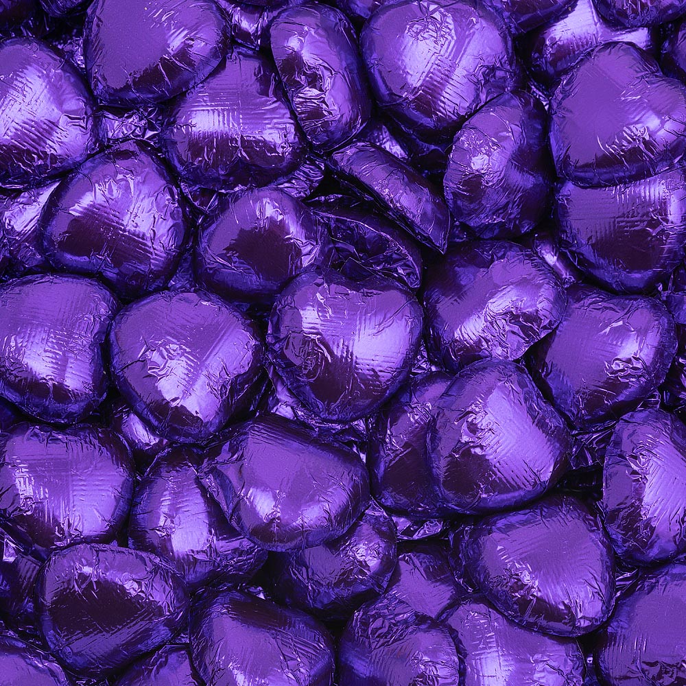 Picture of Purple DS Foil Milk Chocolate Hearts