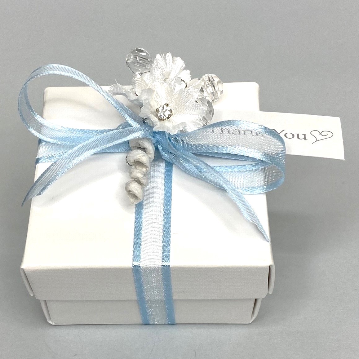 Picture of Blue Sparkle White Linen Rectangular Box Favour