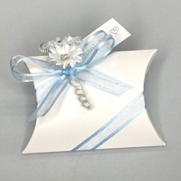Picture of Blue Sparkle White Linen Pillow Favour