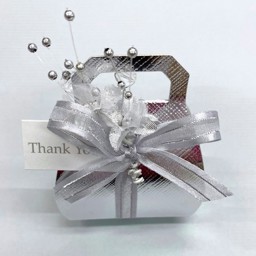 Show details for Silver Silk Handbag Favour Picture of Silver Silk Handbag Favour