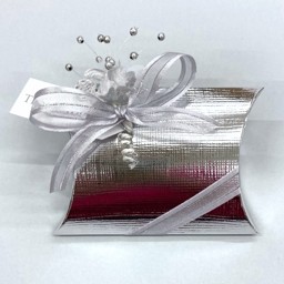 Show details for Silver Silk Pillow Favour Picture of Silver Silk Pillow Favour