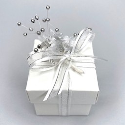 Show details for White Linen Box & Lid Favour Picture of White Linen Box & Lid Favour