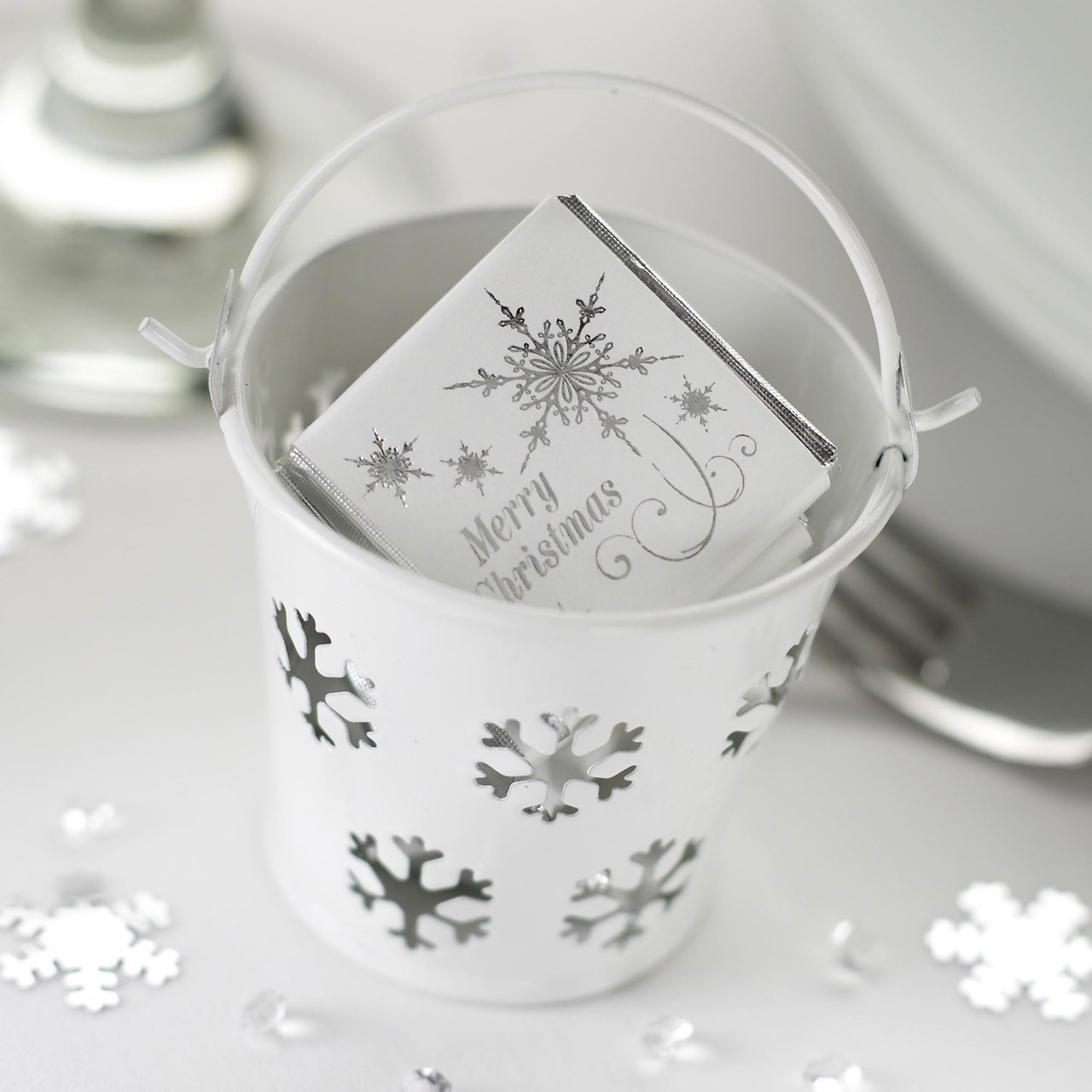 Picture of White Snowflake Favour Pail