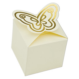 Show details for Butterfly Ivory Silk & Gold Favour Box Picture of Butterfly Ivory Silk & Gold Favour Box