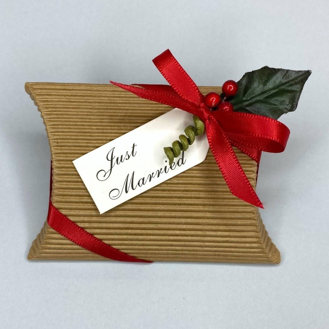 Picture of Just Married Corrugated Kraft Pillow Box